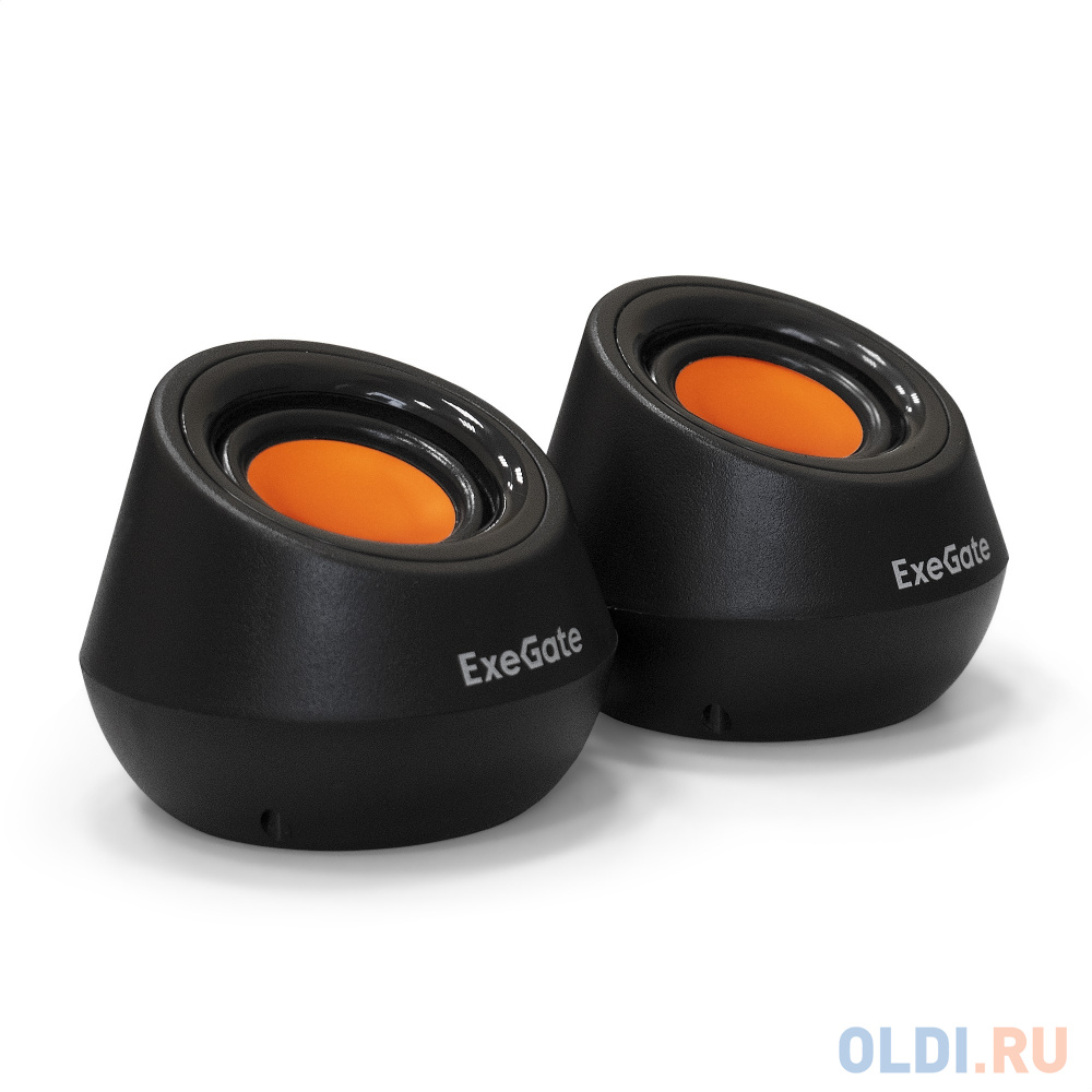 Exegate EX287060RUS Акустическая система 2.0 ExeGate Disco 130 (питание USB, 2х3Вт (6 Вт RMS), 100-20000Гц, черный/оранжевый)