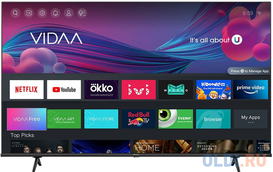 Телевизор 65" Hisense 65E7HQ черный 3840x2160 60 Гц Smart TV Wi-Fi 2 х USB RJ-45 Bluetooth 4 х HDMI фото