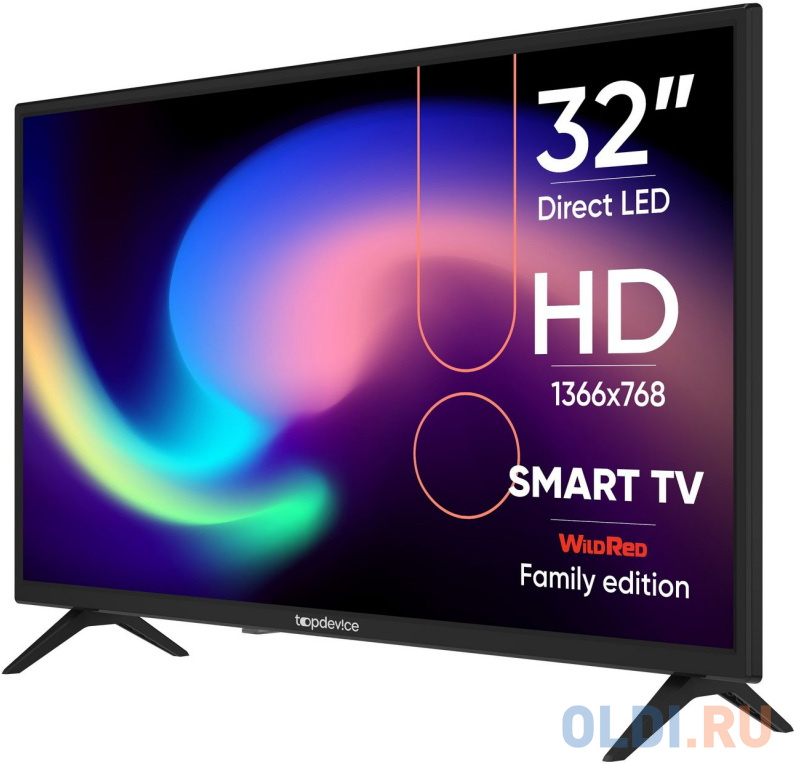 Телевизор 32" TopDevice TDTV32BS01H_BK черный 1366x768 60 Гц Smart TV Wi-Fi 3 х HDMI 2 х USB RJ-45 фото
