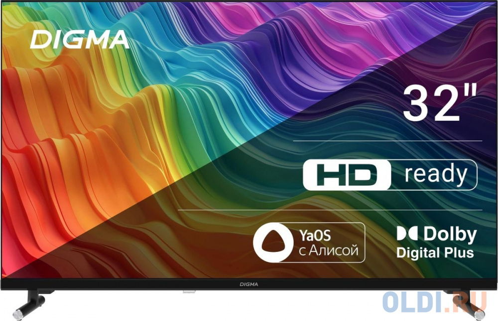 Телевизор LED Digma 32" DM-LED32SBB32 Яндекс.ТВ Frameless черный HD 60Hz DVB-T DVB-T2 DVB-C DVB-S DVB-S2 USB WiFi Smart TV (RUS)