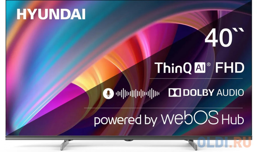 Телевизор LED Hyundai 40" H-LED40BS5100 WebOS Frameless Metal черный/серый FULL HD 60Hz DVB-T DVB-T2 DVB-C DVB-S DVB-S2 USB WiFi Smart TV