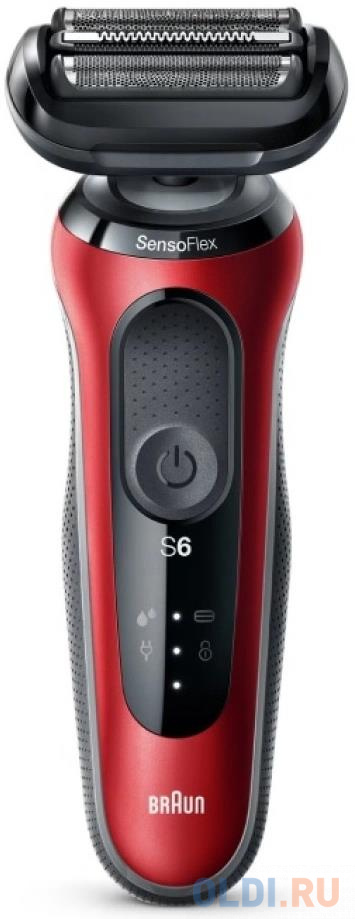 Бритва сетчатая Braun Series 6 61-R1200S реж.эл.:3 питан.:аккум. красный/черный