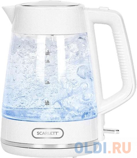 

Чайник электрический Scarlett SC-EK27G104 1.7л. 2200Вт белый корпус: стекло/пластик