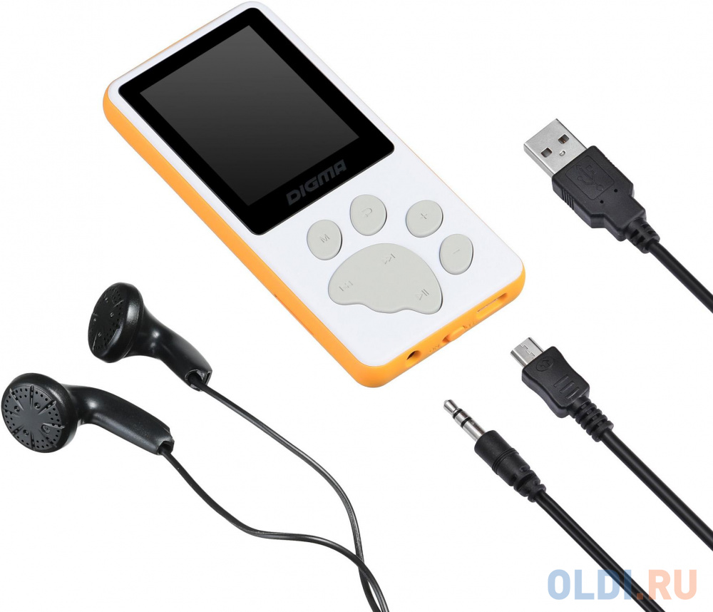 Плеер Hi-Fi Flash Digma S4 8Gb белый/оранжевый/1.8"/FM/microSDHC фото