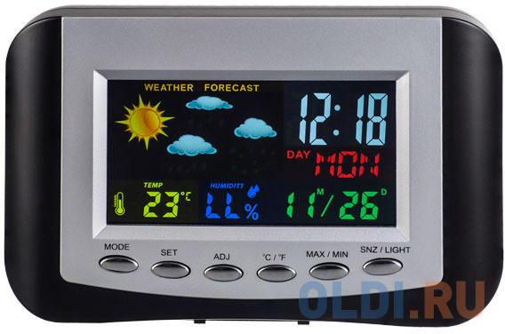 Perfeo Часы-метеостанция &quot;Color&quot;, (PF-S3332CS) цветной экран, время, температура, влажность, дата от OLDI