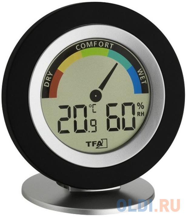 Термогигрометр TFA 30.5019.01, черный, стрелочный индикатор зон комфорта от OLDI