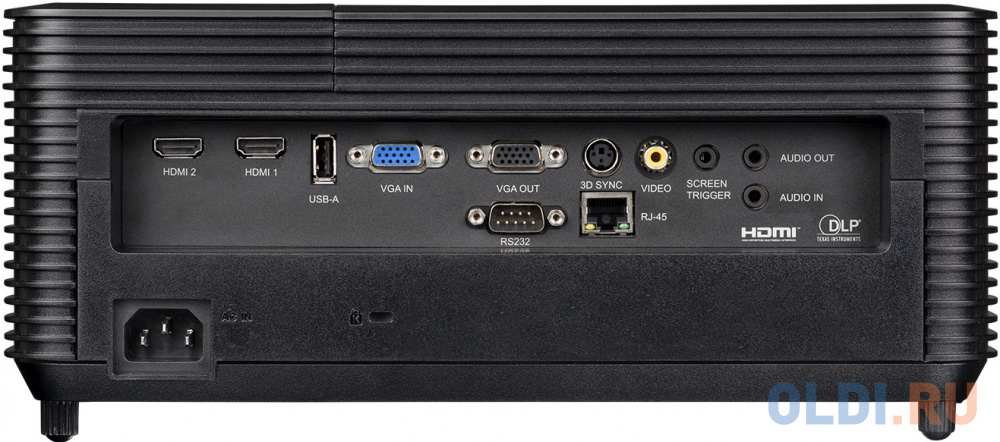 Проектор INFOCUS IN134ST DLP, 4000 ANSI Lm, XGA (1024x768), 28500:1, 0.626:1, 3.5mm in, Composite video, VGA, HDMI 1.4a x3 (поддержка 3D), USB-A (для SimpleShare и др.), лампа 15000ч.(ECO mode), 3.5mm out, Monitor out (VGA), RS232, RJ45, 21дБ, 3,2 кг - фото 4