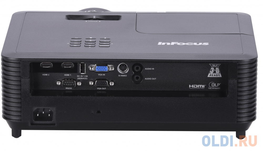 Проектор INFOCUS [IN116BBST] DLP, 3600 lm, WXGA, 30 000:1, (0.52:1) - короткофокусный, 2xHDMI 1.4, VGA in, VGA out, S-video, USB-A (power), 3.5mm audi - фото 2