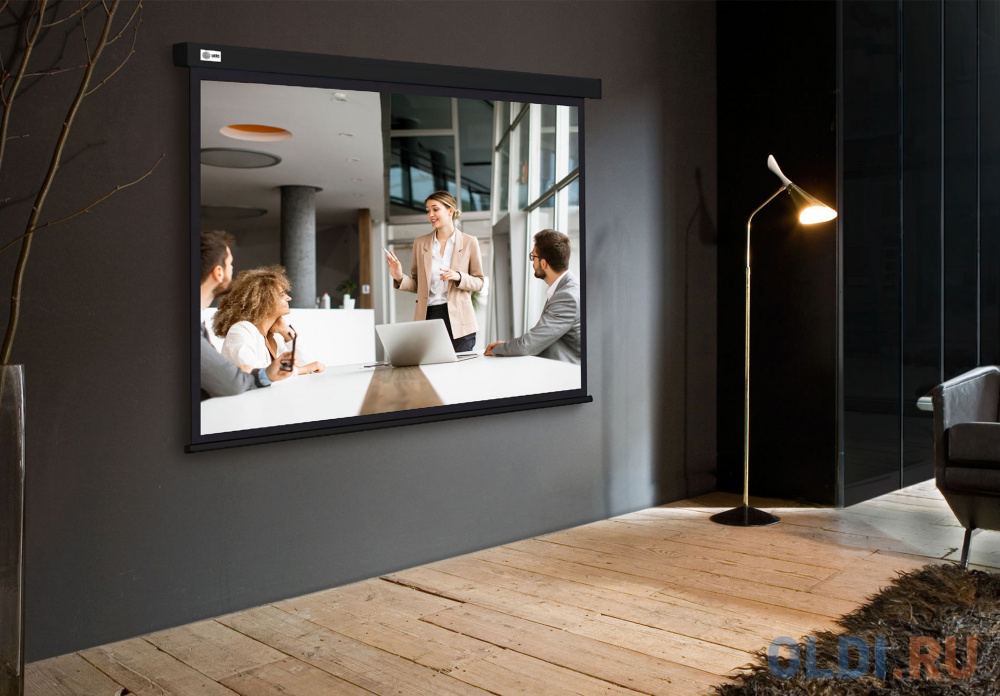 Экран Cactus 168x299см Wallscreen CS-PSW-168X299-BK 16:9 настенно-потолочный рулонный черный - фото 2