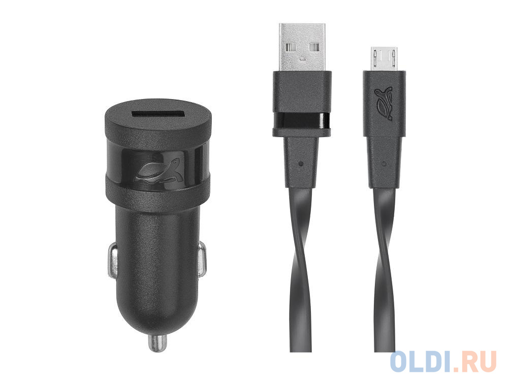 Автомобильное зарядное устройство RIVAPOWER VA4211 BD1 черное 1,0A / 1USB, с кабелем Micro USB