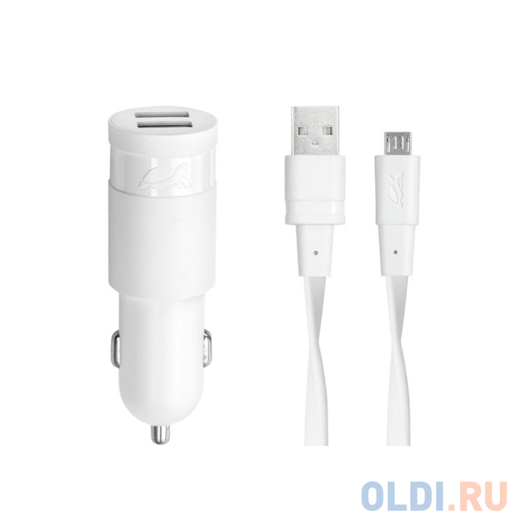 

Автомобильное зарядное устройство RIVAPOWER VA4223 WD1 белое 3,4A / 2USB, с кабелем Micro USB