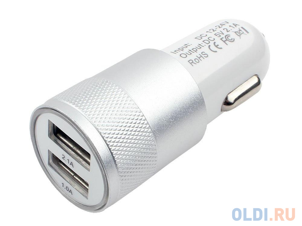 Cablexpert Адаптер питания 12V-5V 2-USB, 2.1A, белый (MP3A-UC-CAR15) - фото 1