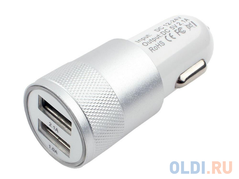 Cablexpert Адаптер питания 12V-5V 2-USB, 2.1A, белый (MP3A-UC-CAR15)