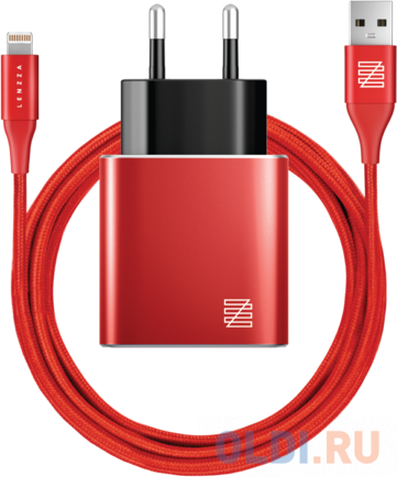

Сетевое зарядное устройство LENZZA LSPWCMFI_RED 2 х USB 2.1A красный