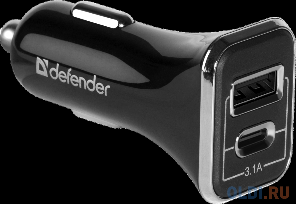 Автомобильный адаптер Defender UCC-33 USB+Type-C, 5V/3А, кабель