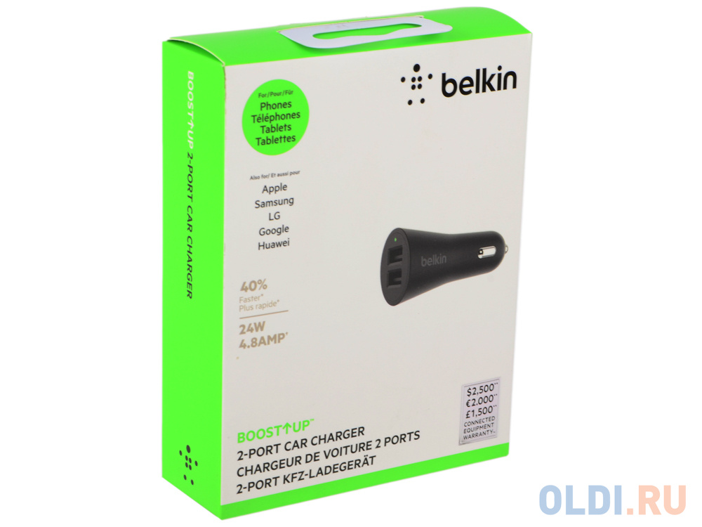Автомобильное зарядное устройство Belkin F8M930btBLK 2.4А 2 х USB черный - фото 2