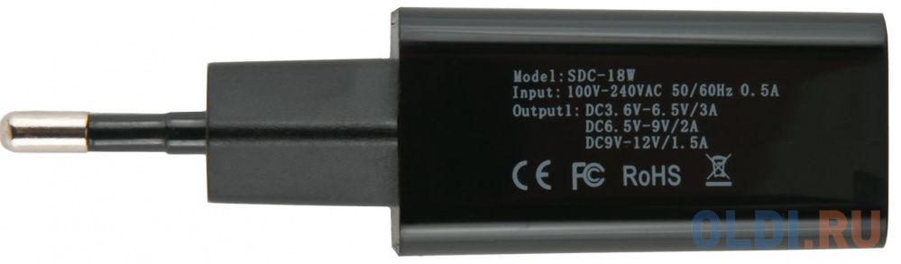 Сетевое зарядное устройство Red Line NQC1-3A 3 А черный УТ000015768 - фото 2