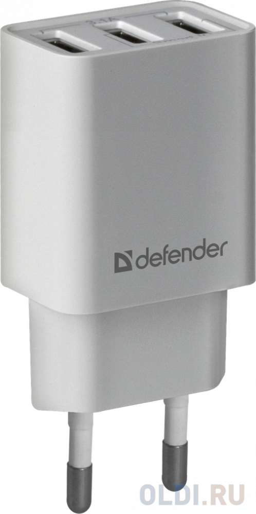 Defender Сетевой адаптер 3xUSB, 5V/3.1А , белый (UPA-31) (83587) - фото 1