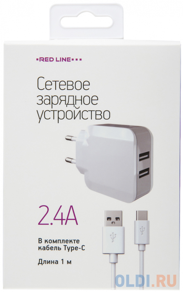Сетевое зарядное устройство Red Line NC-2.4A 2.4А USB-C белый УТ000013633 - фото 4
