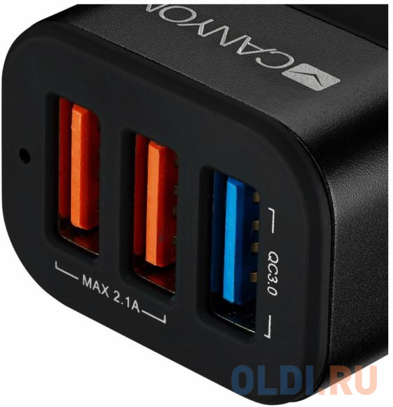 Автомобильное зарядное устройство CANYON Universal 3xUSB car adapter(1 USB with Quick Charger QC3.0), Input 12-24V, Output USB/5V-2.1A+QC3.0/5V-2.4A&a фото