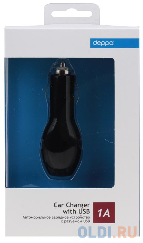 Автомобильное зарядное устройство Deppa USB, 1А, черная, (22110)
