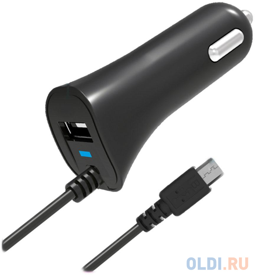 Автомобильное зарядное устройство Partner 2.1A microUSB USB черный ПР033116 - фото 1