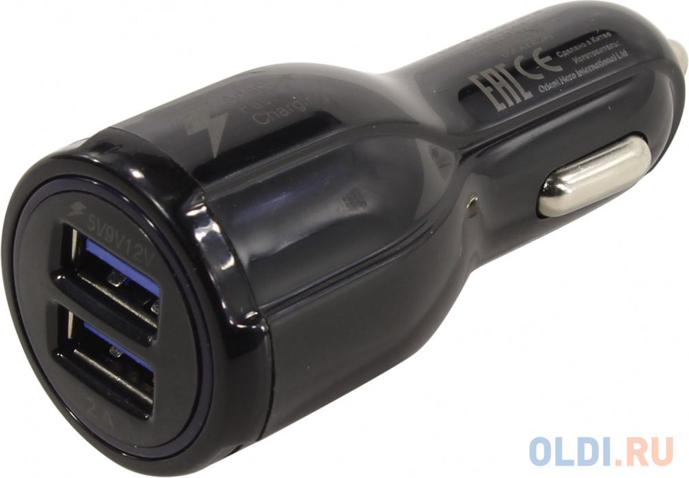 

Автомобильное зарядное устройство ORIENT CAR QC-12V2B 3 А 2 х USB черный