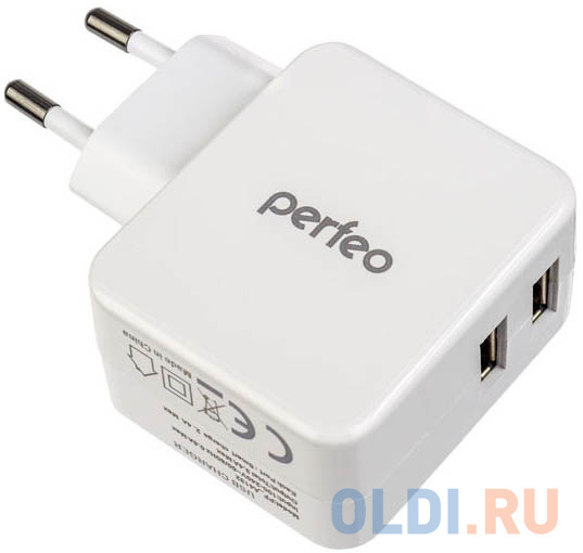 Сетевое зарядное устройство Perfeo PF_A4132 3.4A белый