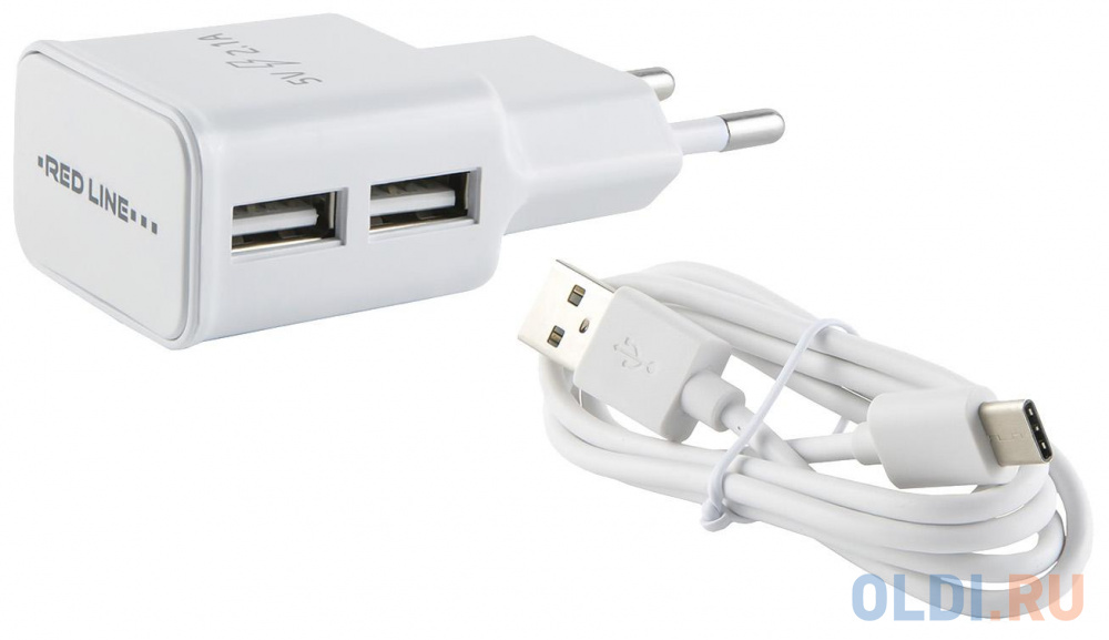Сетевое зарядное устройство Red Line NT-2A 2.1A USB-C белый УТ000013636 сетевое зарядное устройство red line nqc 4 3а белый ут000016519