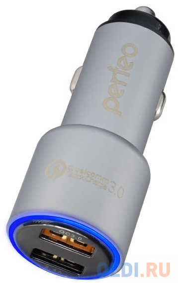 Автомобильное зарядное устройство Perfeo - 3 А 2 х USB серебристый