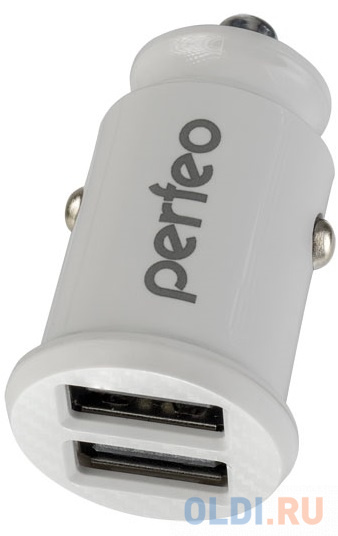PERFEO Автомобильное зарядное устройство с двумя разъемами USB, 2x2.4А, белый, "CAR" (PF_A4459)