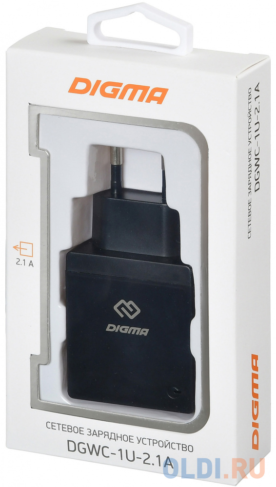 Сетевое зарядное устройство Digma DGWC-1U-2.1A-BK 2.1A черный