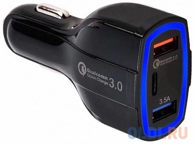 Автомобильное зарядное устройство ORIENT QC-12V3B 3.5А 2 х USB USB-C черный - фото 2