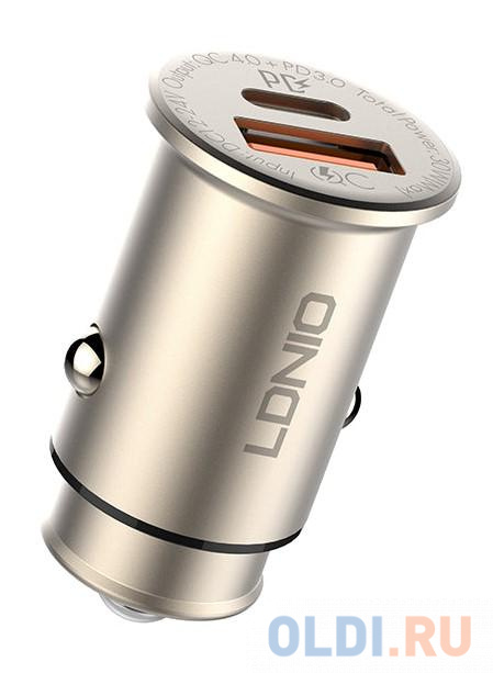 Автомобильное зарядное устройство LDNIO C506Q 5А USB-C золотой LD_B4598