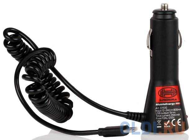 Автомобильное зарядное устройство Heyner 511510 2.1A USB-C черный - фото 1