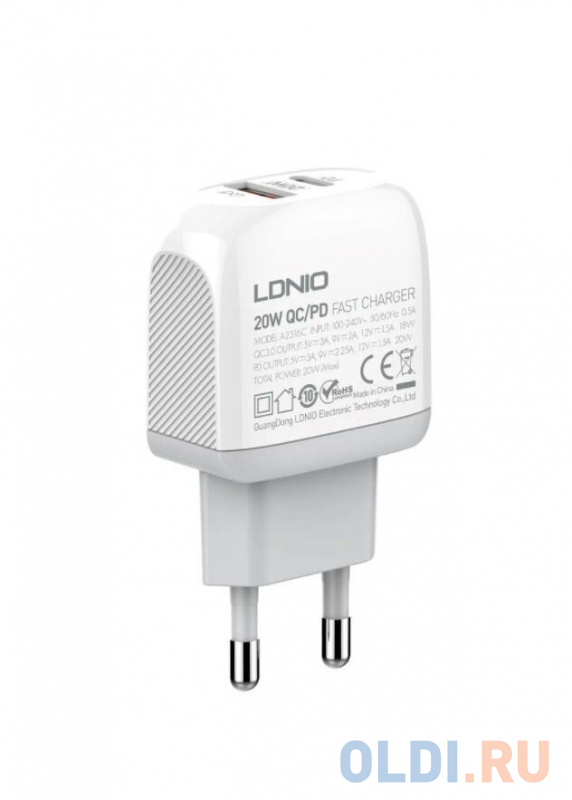 

Сетевое зарядное устройство LDNIO A2316C 3 А белый LD_B4554
