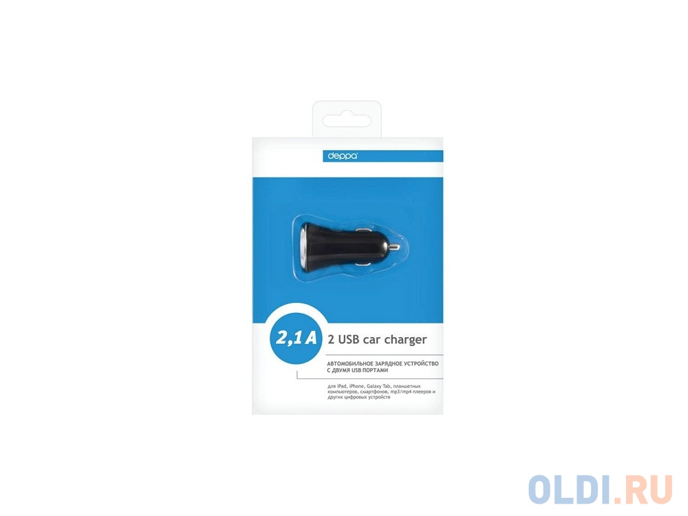 

Автомобильное зарядное устройство Deppa 2хUSB 2.1А черный 11204