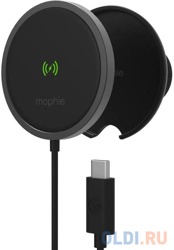 Беспроводное зарядное устройство Mophie Snap Plus Wireless Vent Mount. Цвет черный