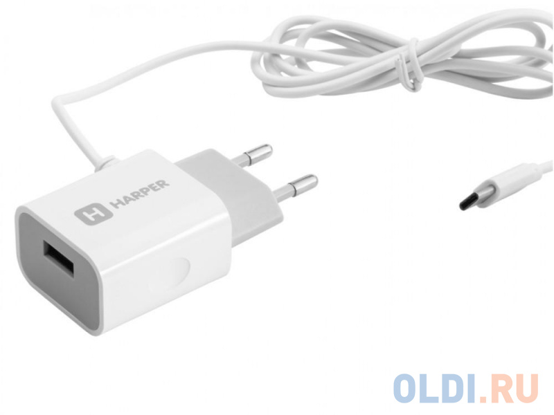 

Сетевое зарядное устройство HARPER WCH-5118 WHITE 1xUSB 2.1A + кабель USB Type-C