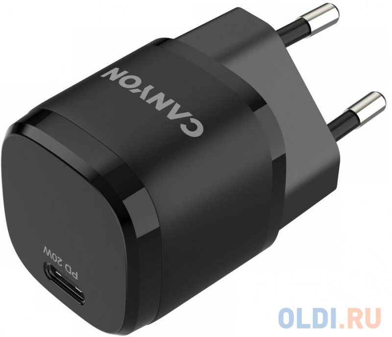 Canyon, PD 20W Input: 100V-240V, Output: 1 port charge: USB-C:PD 20W (5V3A/9V2.22A/12V1.66A) , Eu plug, Over- Voltage ,  over-heated, over-current and фото