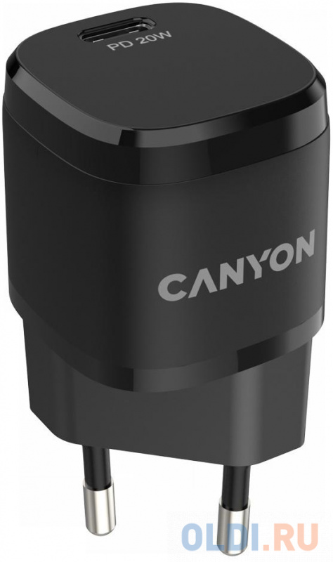 Canyon, PD 20W Input: 100V-240V, Output: 1 port charge: USB-C:PD 20W (5V3A/9V2.22A/12V1.66A) , Eu plug, Over- Voltage ,  over-heated, over-current and фото