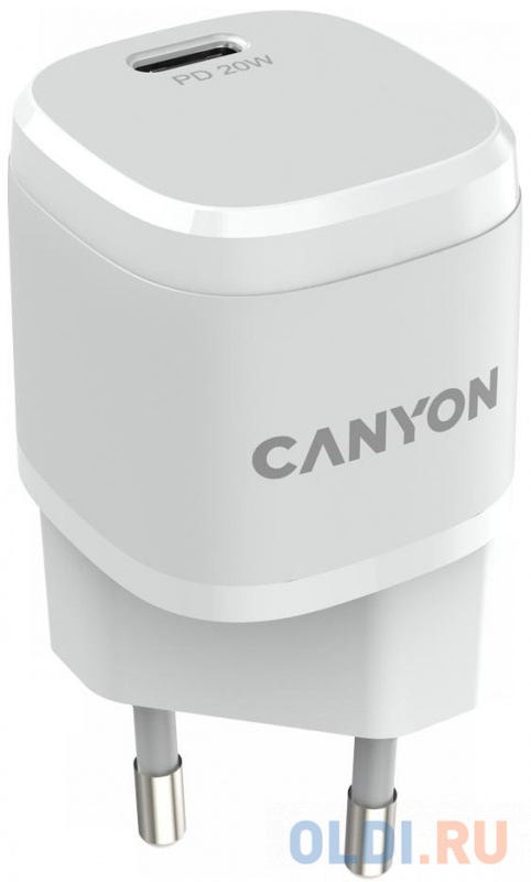 Canyon, PD 20W Input: 100V-240V, Output: 1 port charge: USB-C:PD 20W (5V3A/9V2.22A/12V1.66A) , Eu plug, Over- Voltage ,  over-heated, over-current and фото