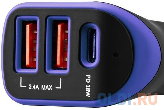 Автомобильное зарядное устройство Canyon CNE-CCA08PU 2.4А 2 х USB USB-C черный фиолетовый фото