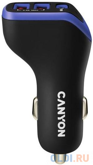 Автомобильное зарядное устройство Canyon CNE-CCA08PU 2.4А 2 х USB USB-C черный фиолетовый фото
