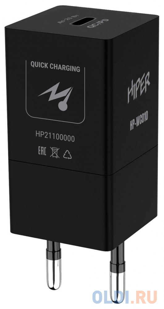 HIPER СЗУ 20 Вт, QC/PD, TYPE-C, черный (HP-WC010) - фото 1