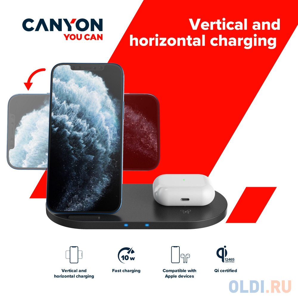 Зарядная док-станция Canyon CNS-WCS202B 3 А USB-C черный фото