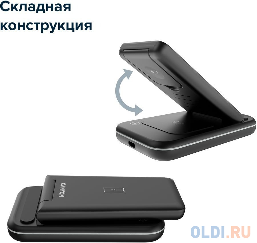 Беспроводное зарядное устройство Canyon WS- 304 2А USB черный фото