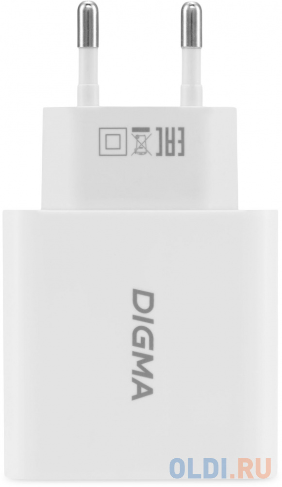 Сетевое зарядное устройство Digma DGW3D,  USB-C + USB-A,  3A,  белый [dgw3d0f110wh] - фото 4