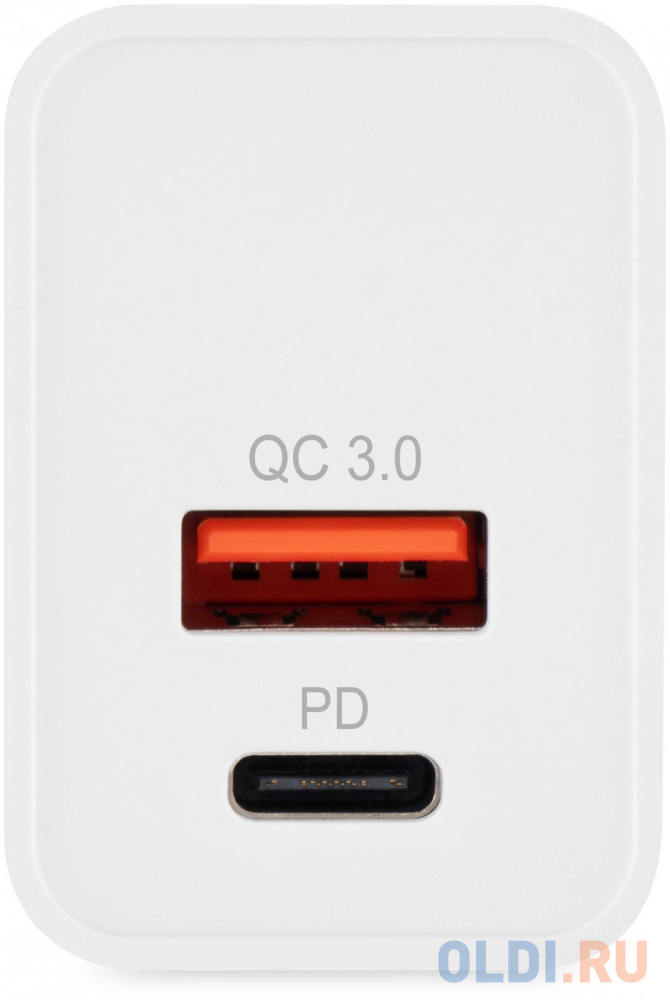Сетевое зар./устр. Digma DGW2D 20W 3A+1A (PD+QC) USB-C/USB-A универсальное белый (DGW2D0F110WH) - фото 3