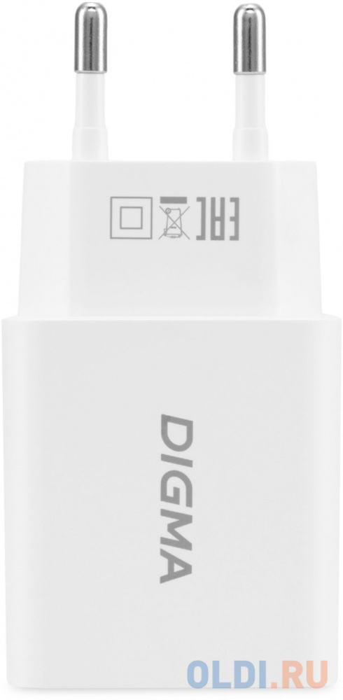 Сетевое зар./устр. Digma DGW2D 20W 3A+1A (PD+QC) USB-C/USB-A универсальное белый (DGW2D0F110WH) - фото 4